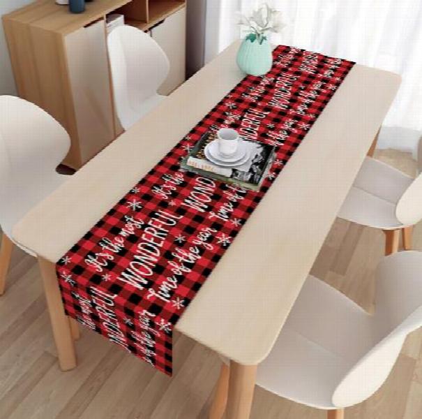 Christmas Decoration Linen Table Runners with Dwarf Elk